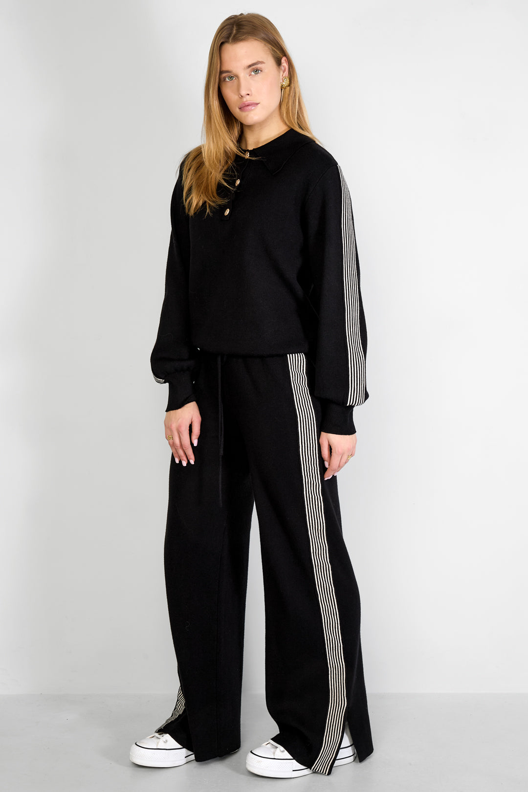 gebreide broek met strepen