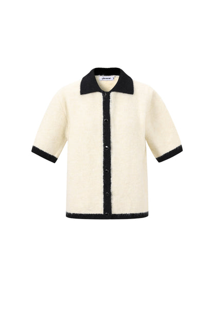 Knitted Polyester Fiber Women's Knit Cardigan Casual Color Clash