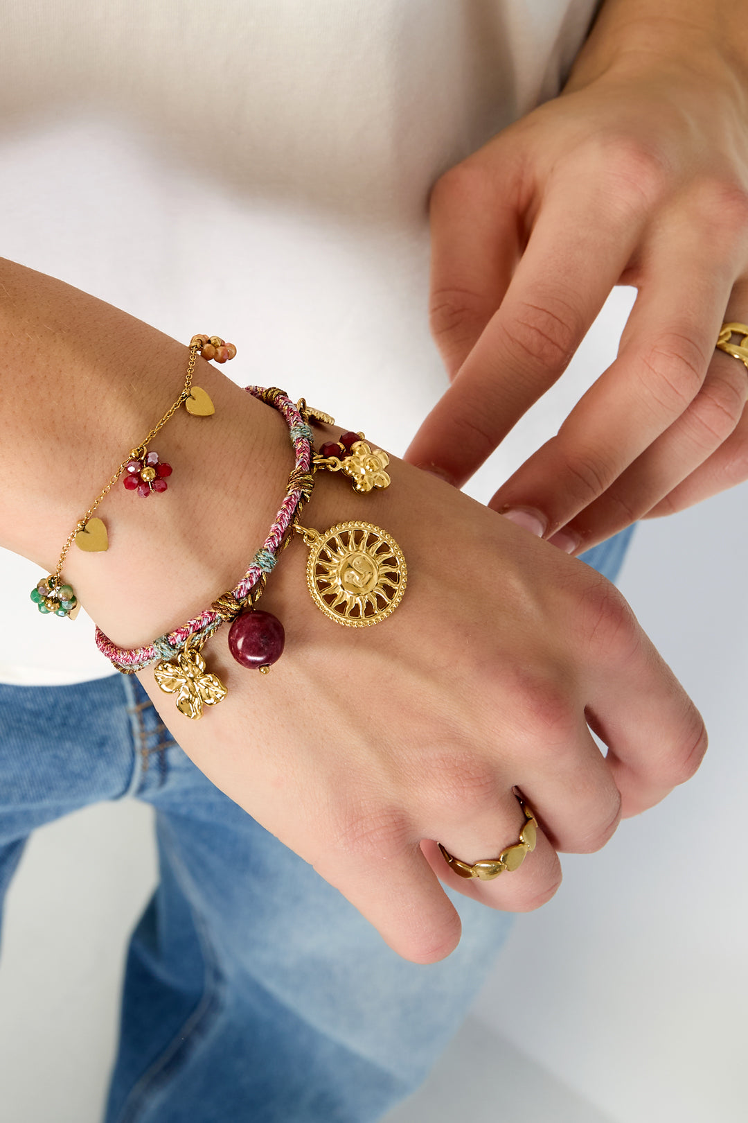 Armbanden met bedels van roestvrij staal, bloemen, casual, dagelijks, eenvoudig, serie, damessieraden