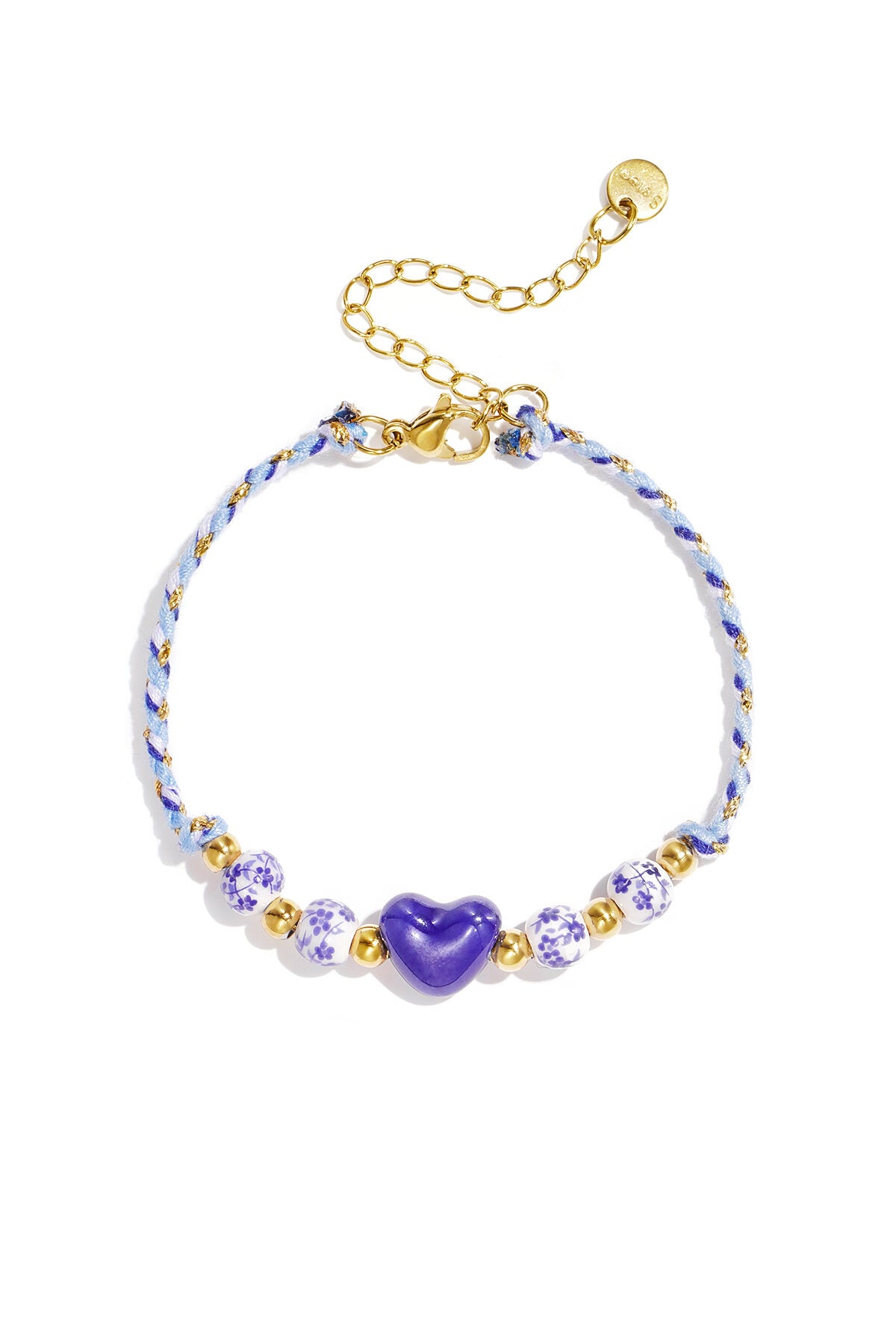 Gevlochten armband met kralen met design en hart