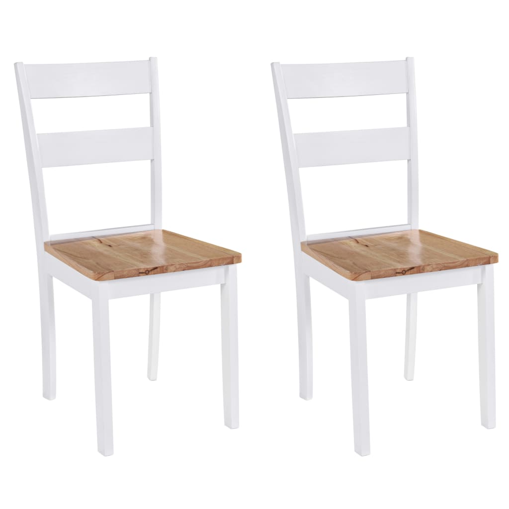 Eetkamerstoelen 6 St Massief Rubberwood Wit