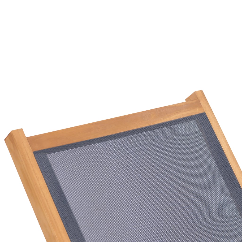 Ligbed Inklapbaar Met Wielen Massief Teakhout En Textileen Zwart