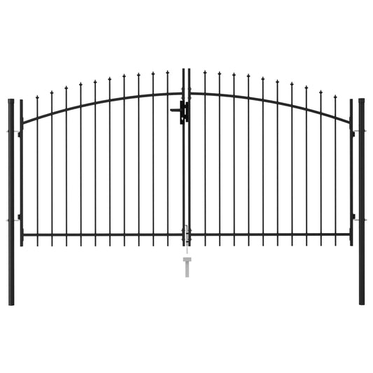 Poort Met Puntige Bovenkant Dubbel 3X1,5 M Staal Zwart
