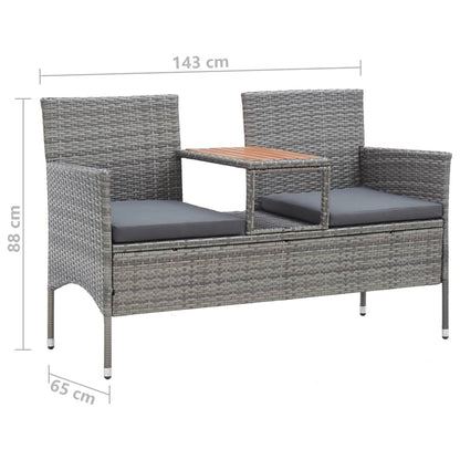 Tuinbank 2-Zits Met Tafeltje 143 Cm Poly Rattan