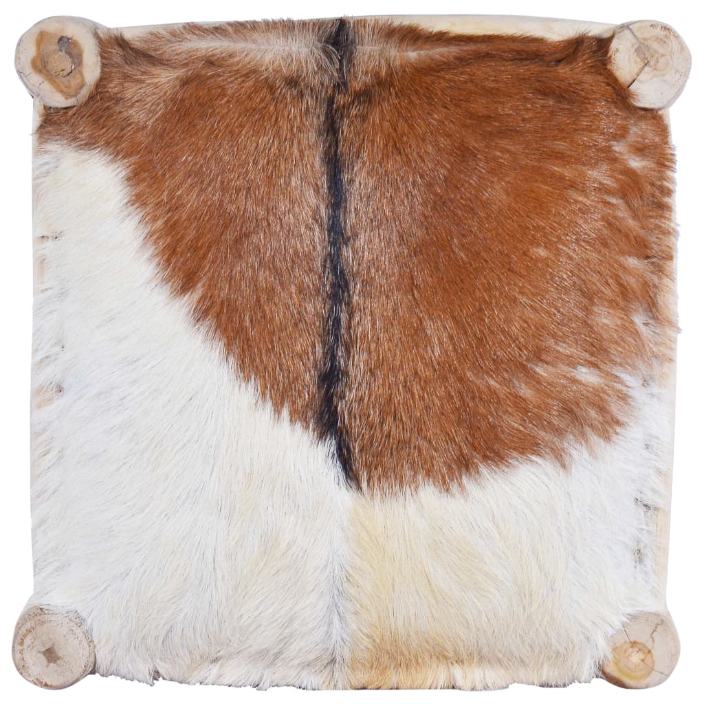 Barkruk Echt Geitenleer En Massief Teakhout