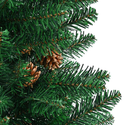 Kerstboom Met Echt Hout En Dennenappels Smal 150 Cm Pvc Groen