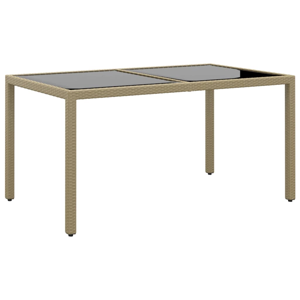 Tuintafel Met Glazen Blad 150X90X75 Cm Poly Rattan