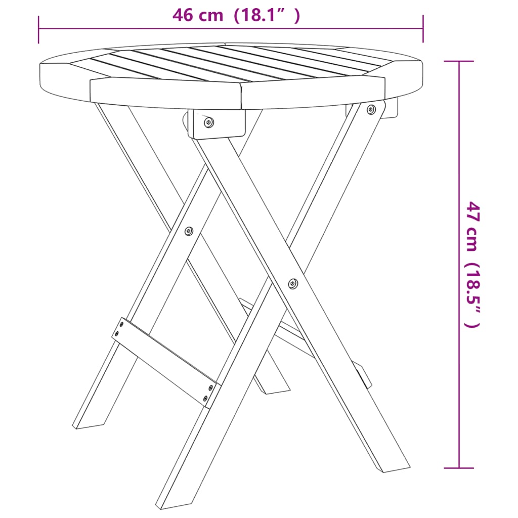 Tuintafel Inklapbaar Ø 46 Cm Massief Acaciahout