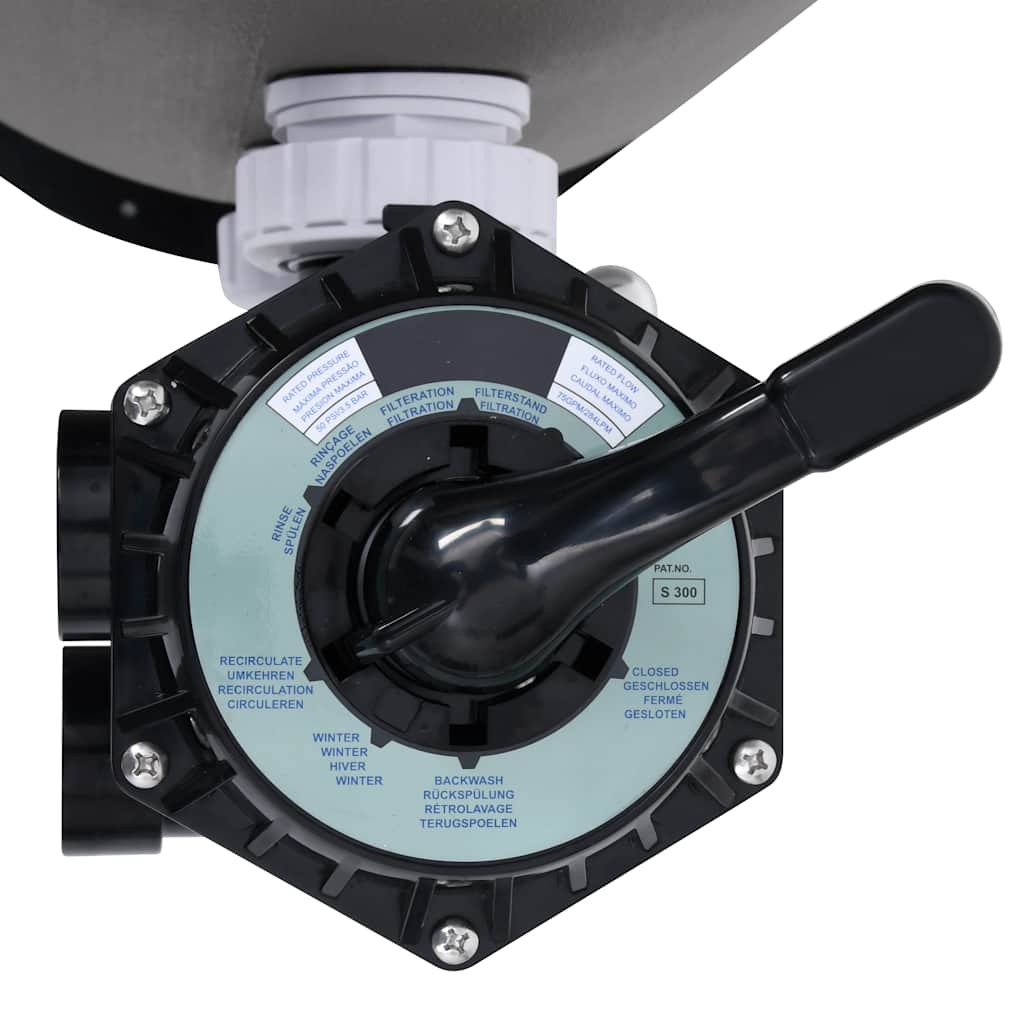 Zwembadzandfilter Met Zijgemonteerd 6-Positie Ventiel Grijs
