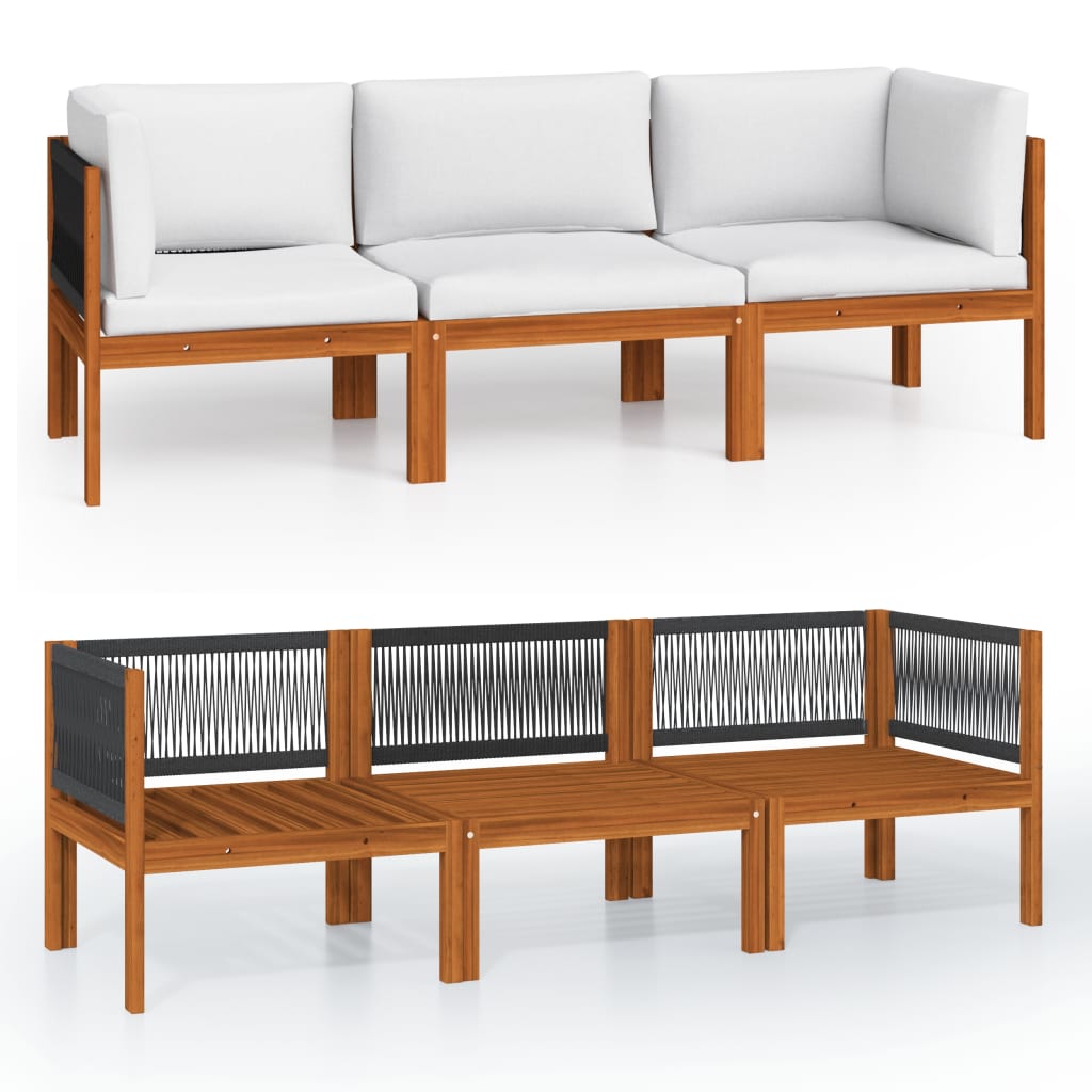 Tuinbank 3-Zits Met Kussens Massief Acaciahout