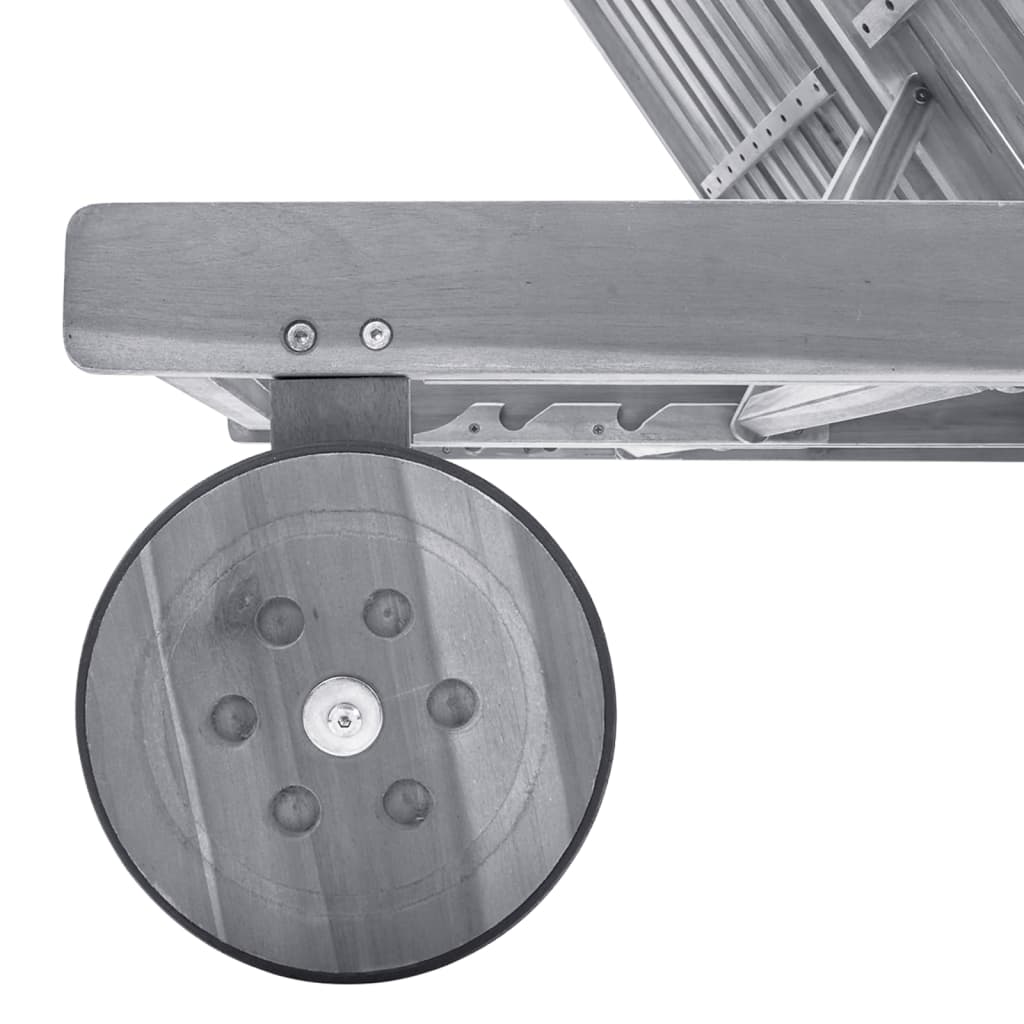 Ligbed 2-Persoons Met Kussens Massief Acaciahout Grijs