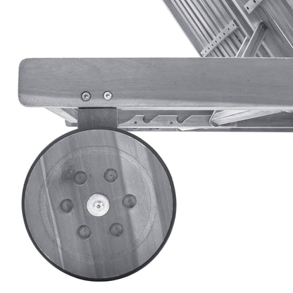 Ligbed 2-Persoons Met Kussens Massief Acaciahout Grijs