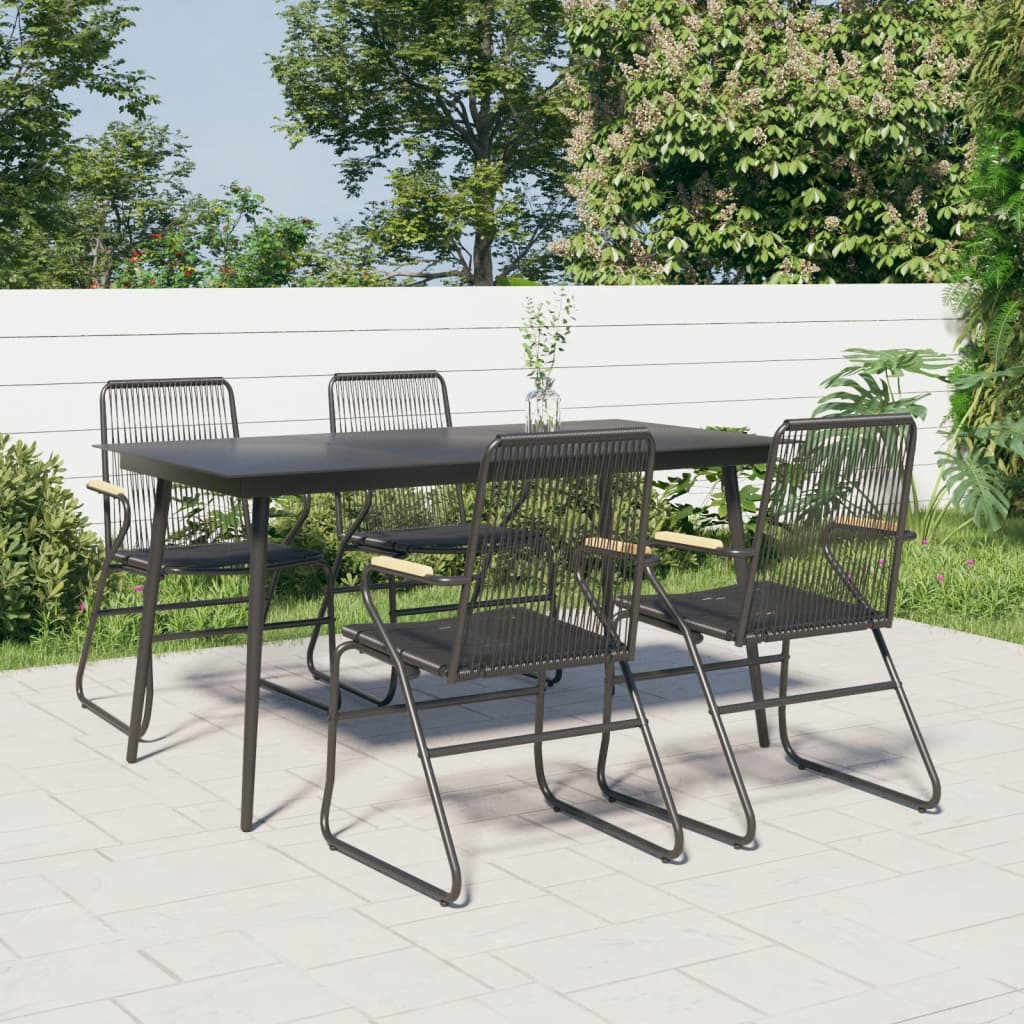 7-Delige Tuinset Pvc-Rattan Zwart
