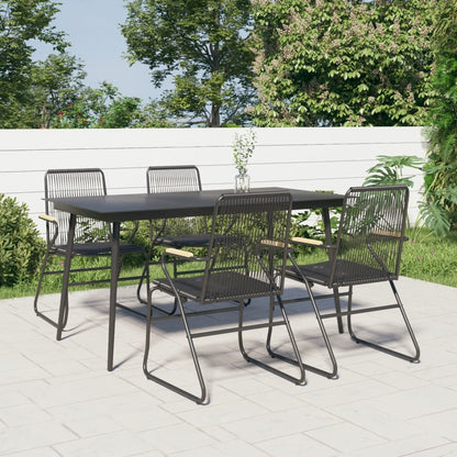 7-Delige Tuinset Pvc-Rattan Zwart