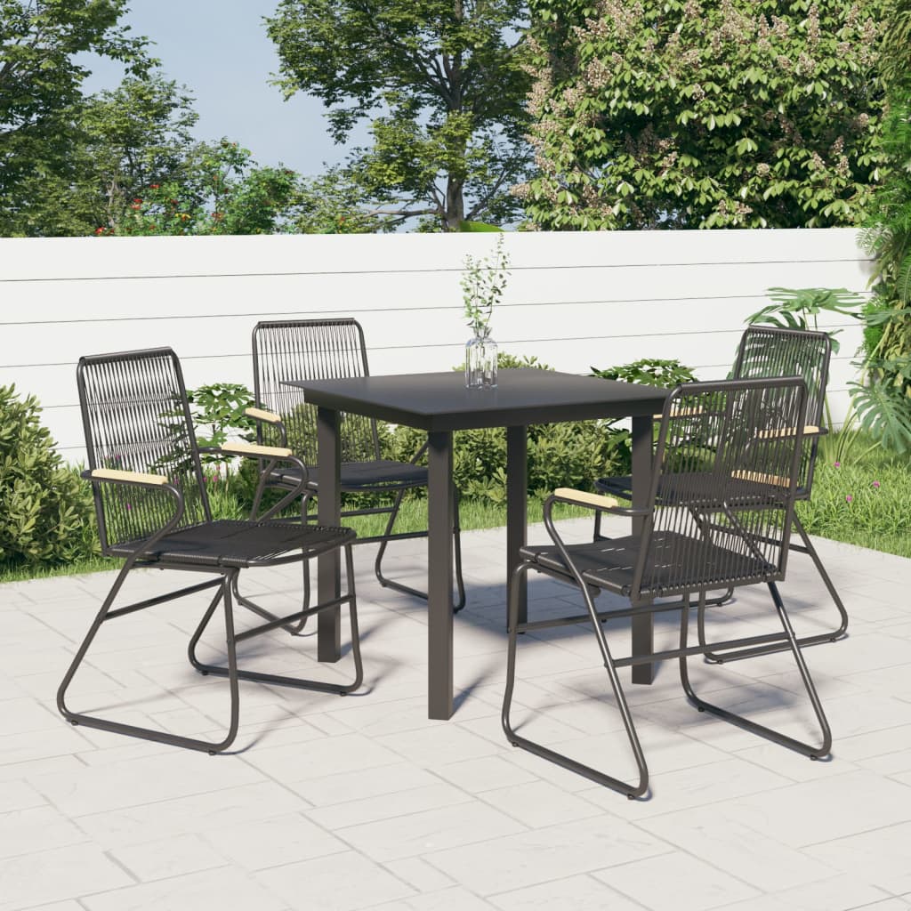 3-Delige Tuinset Pvc-Rattan Zwart