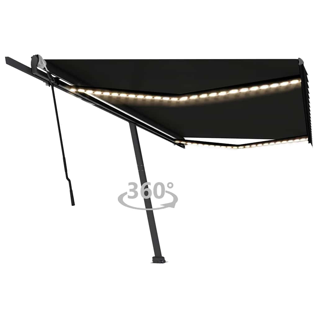 Luifel Handmatig Uittrekbaar Met Led Oranje En Bruin