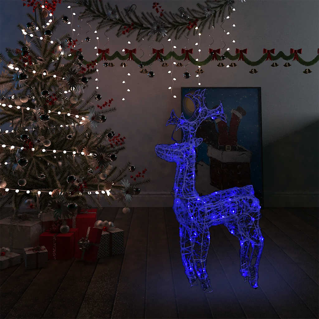 Kerstversiering Rendier 90 Led's Acryl Blauw