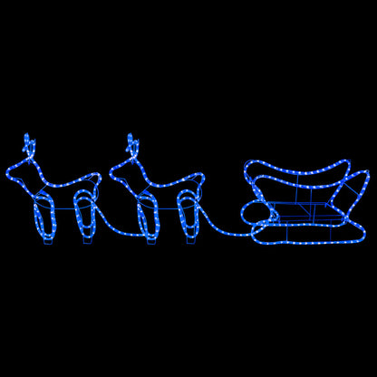 Buitenkerstversiering Rendier En Slee 576 Led's Blauw