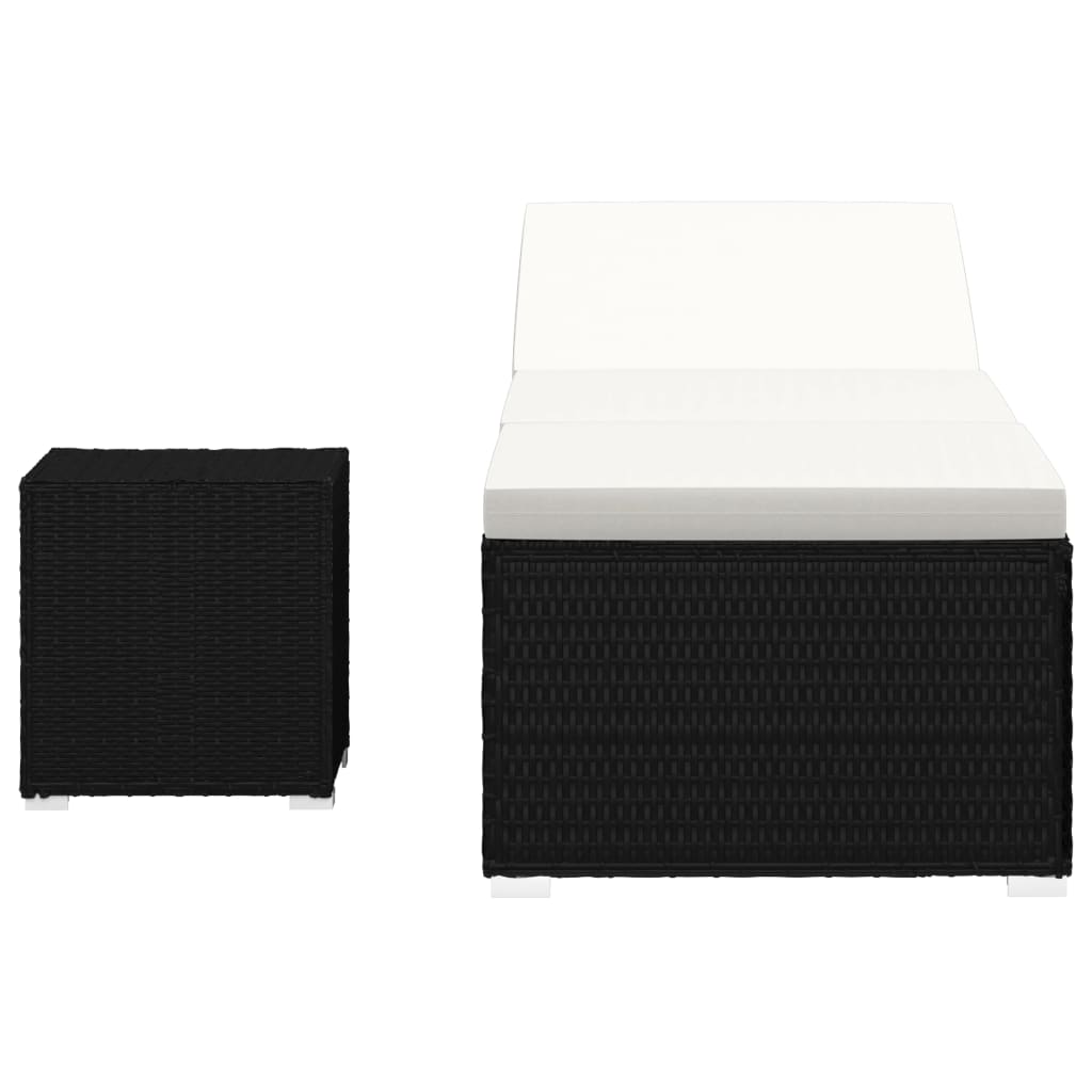 Ligbed Met Kussen En Theetafel Poly Rattan