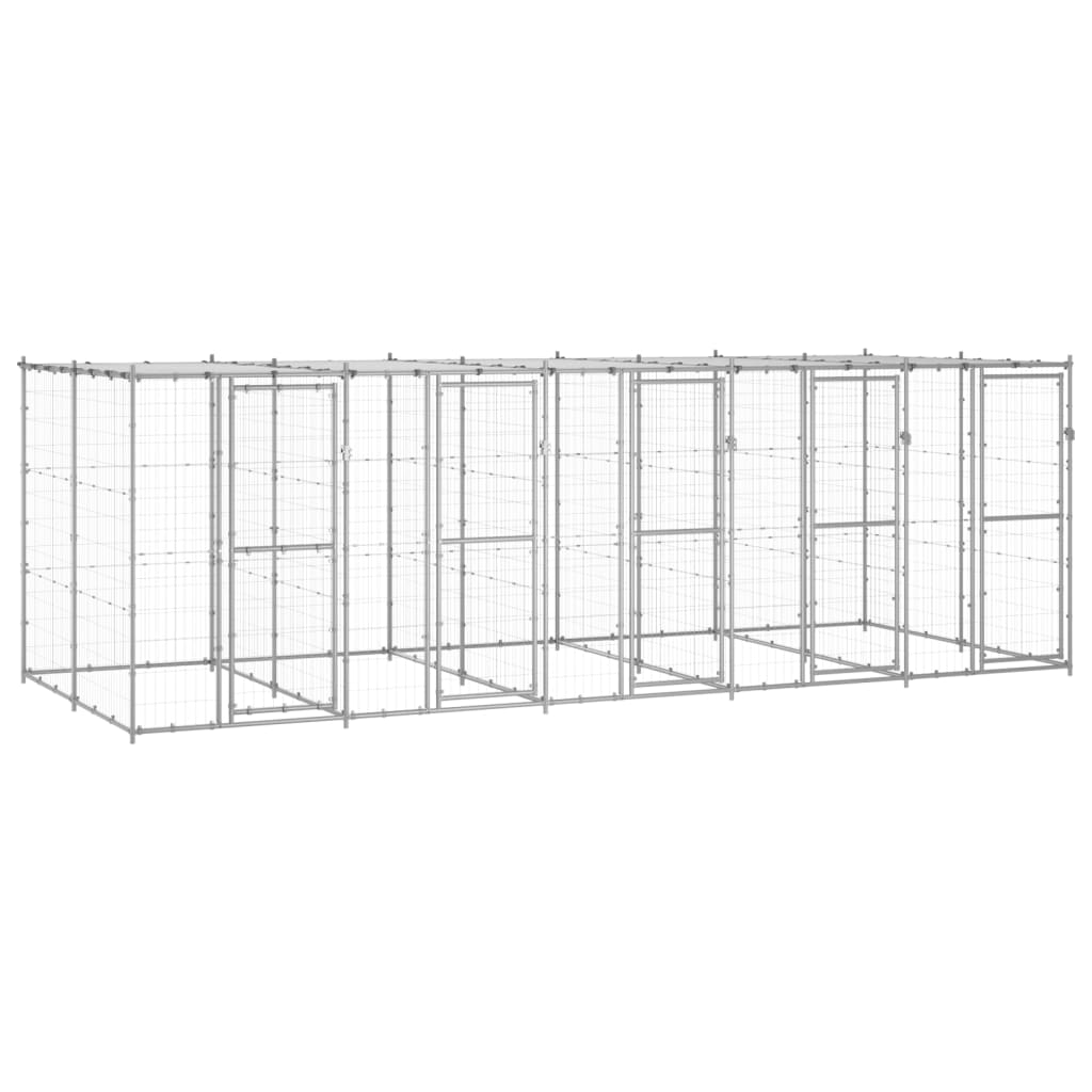 Hondenkennel Voor Buiten Met Dak 110X220X180 Cm Staal