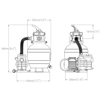 Zwembadzandfilter Met Voorfilter Zwart
