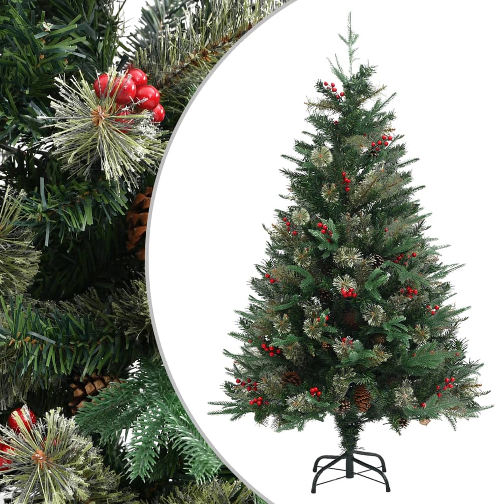 Kerstboom Met Dennenappels 225 Cm Pvc En Pe Groen Lichtgrijs