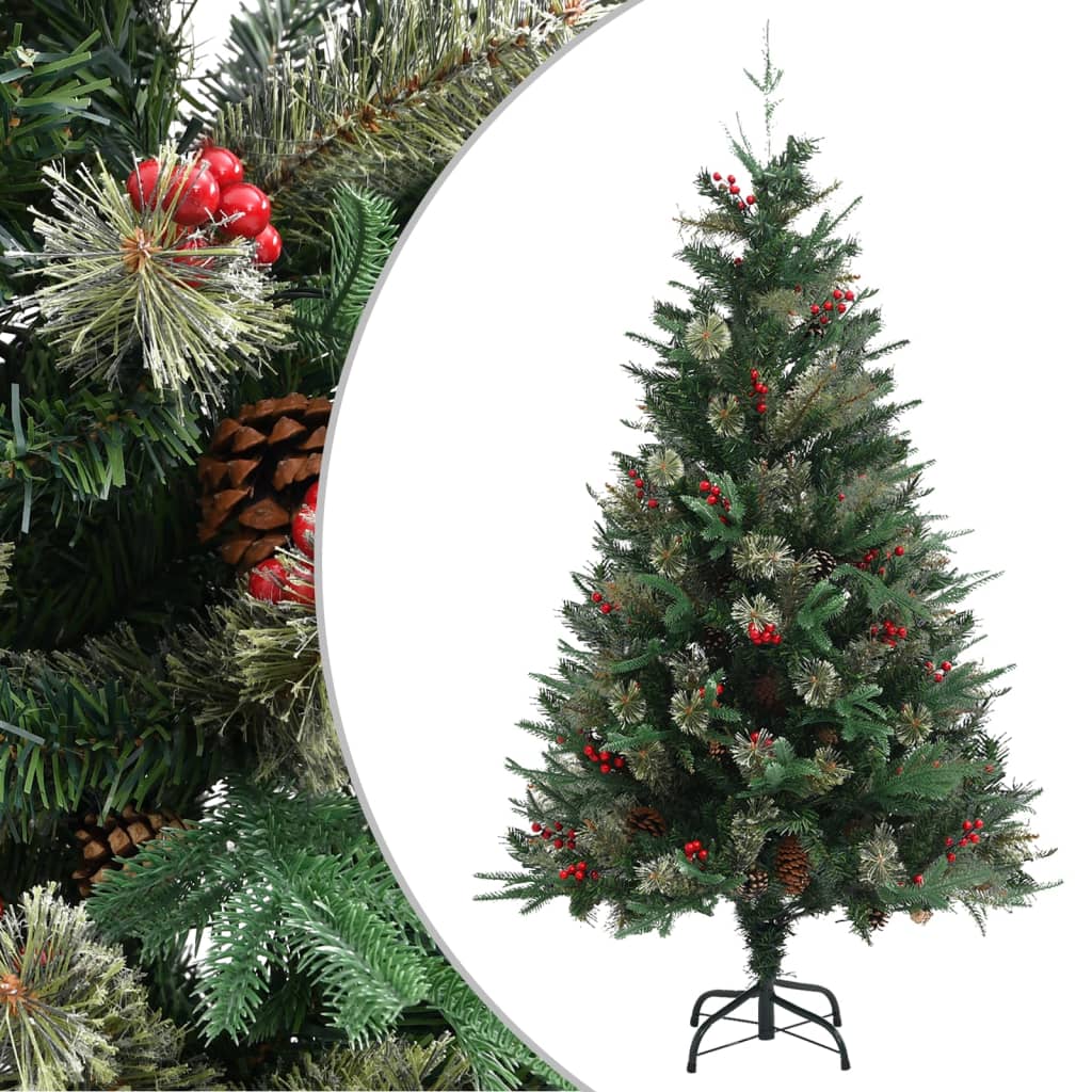 Kerstboom Met Dennenappels 225 Cm Pvc En Pe Groen Lichtgrijs