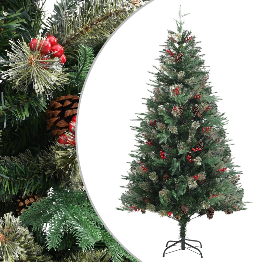 Kerstboom Met Dennenappels 225 Cm Pvc En Pe Groen Lichtgrijs