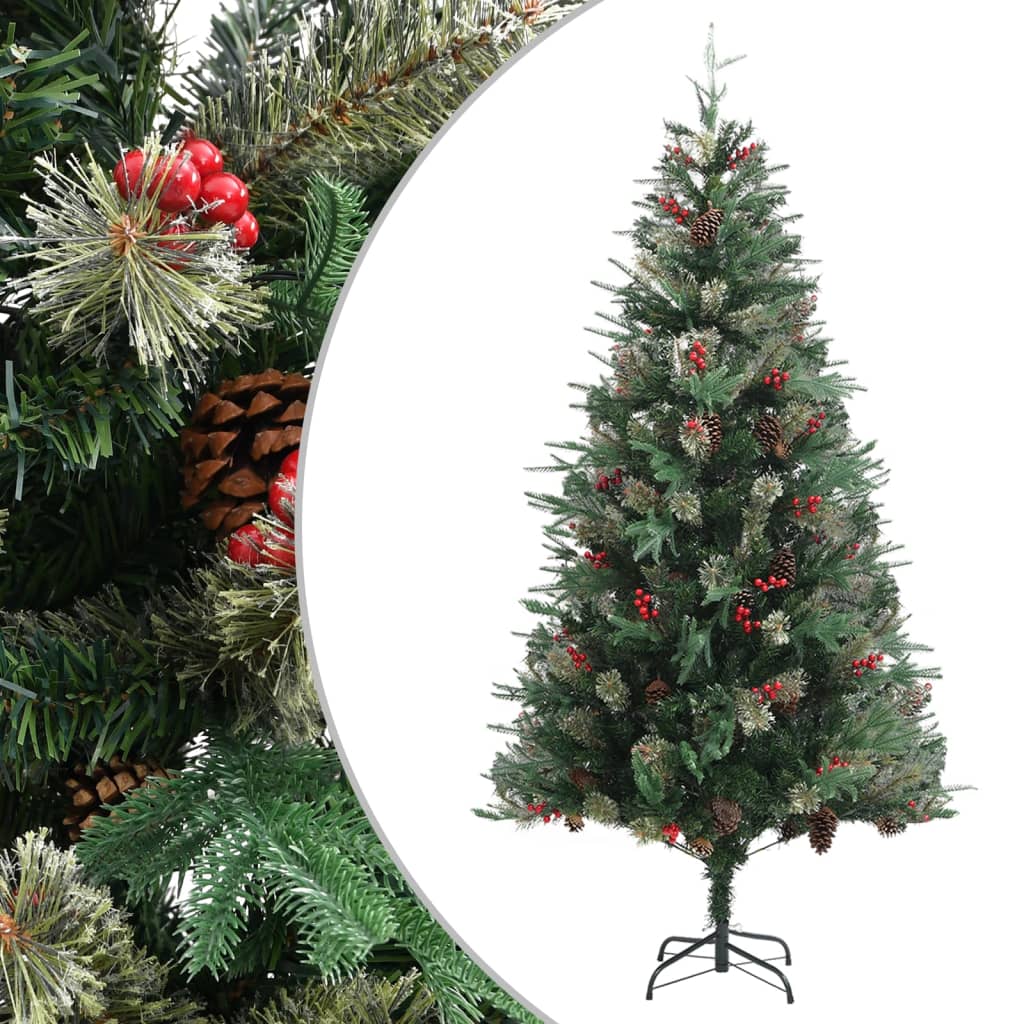 Kerstboom Met Dennenappels 225 Cm Pvc En Pe Groen Lichtgrijs