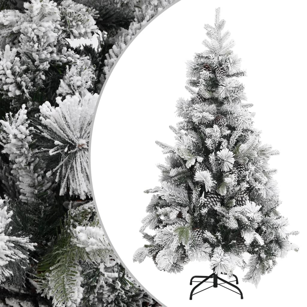 Kerstboom Met Dennenappels En Sneeuw 225 Cm Pvc En Pe Lichtgrijs