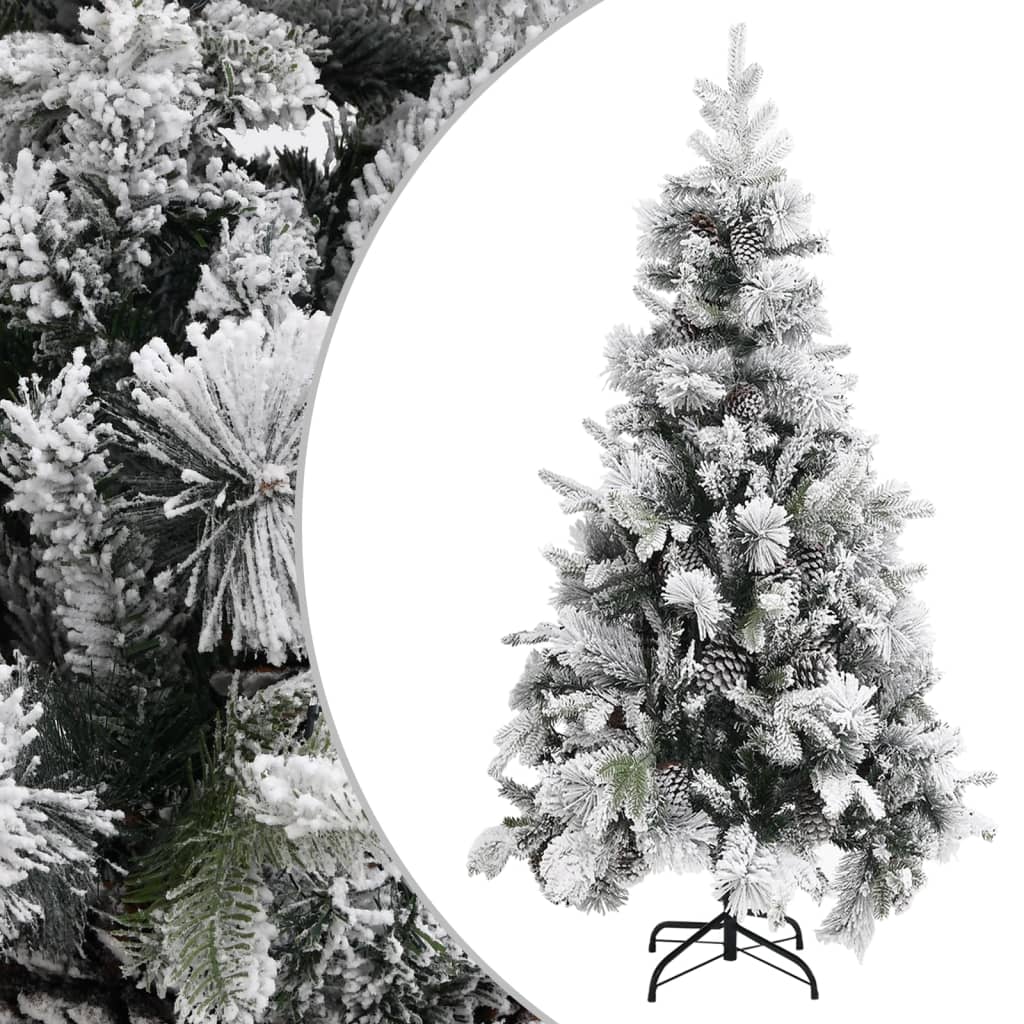 Kerstboom Met Dennenappels En Sneeuw 225 Cm Pvc En Pe Lichtgrijs