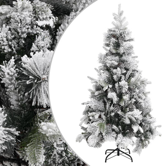 Kerstboom Met Dennenappels En Sneeuw 225 Cm Pvc En Pe Lichtgrijs