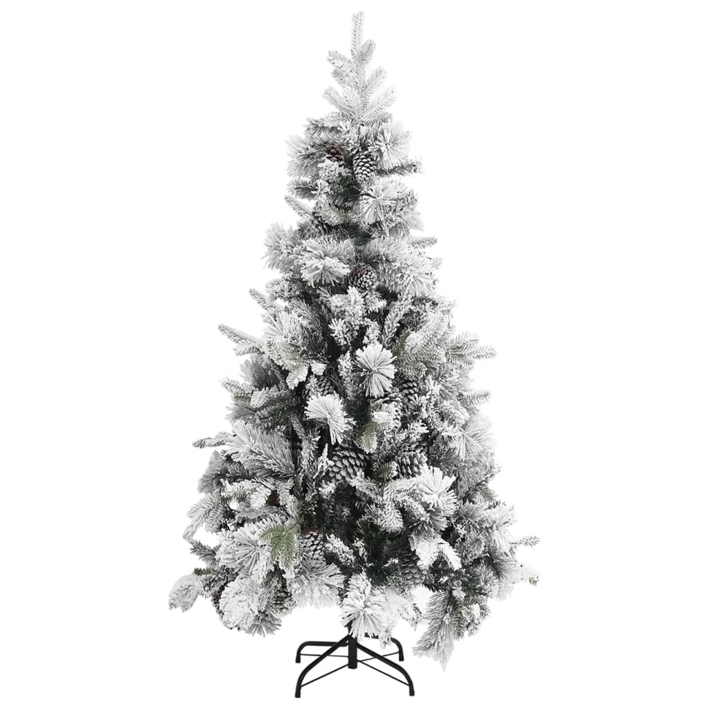 Kerstboom Met Dennenappels En Sneeuw 225 Cm Pvc En Pe Lichtgrijs