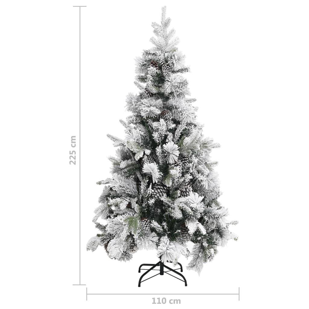 Kerstboom Met Dennenappels En Sneeuw 225 Cm Pvc En Pe Lichtgrijs