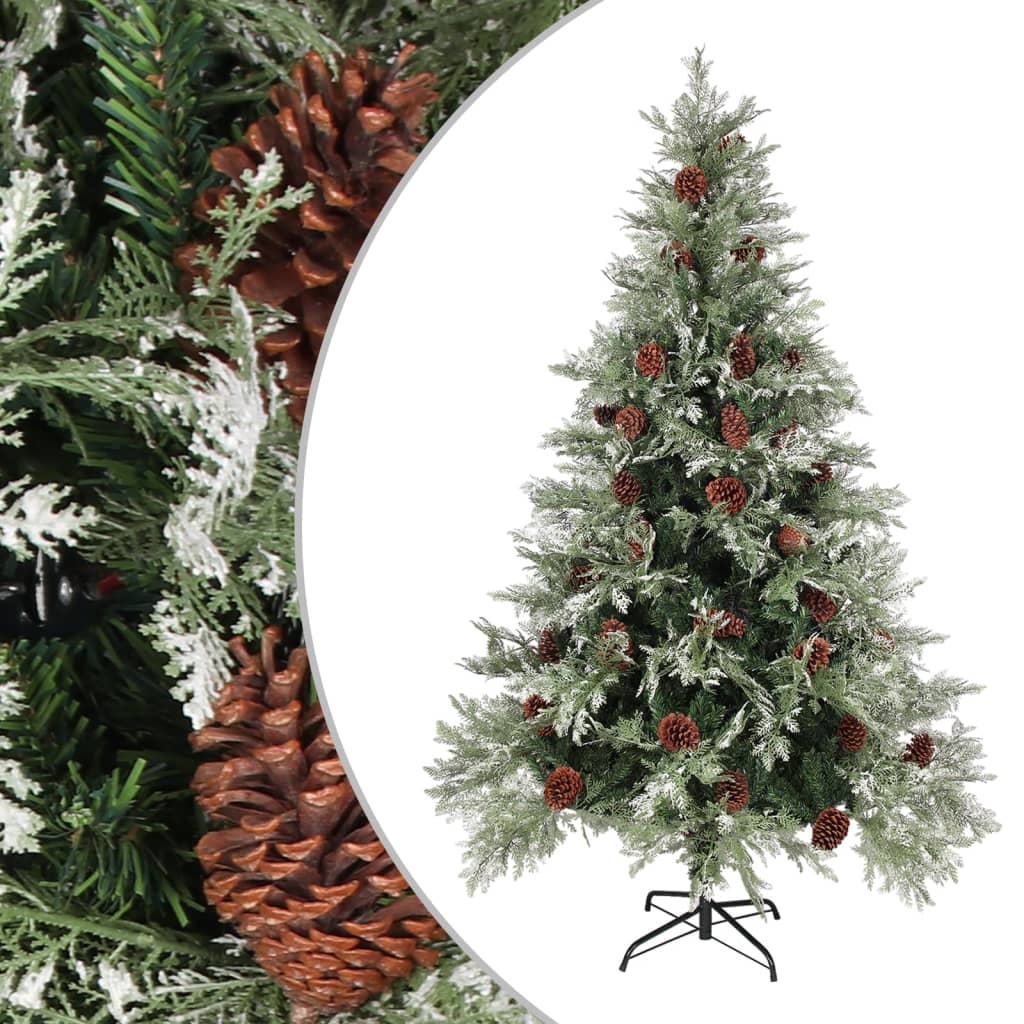Kerstboom Met Dennenappels 225 Cm Pvc En Pe Groen En Wit Lichtgrijs