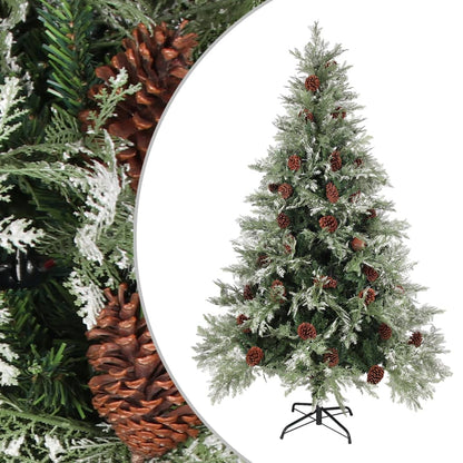Kerstboom Met Dennenappels 225 Cm Pvc En Pe Groen En Wit Lichtgrijs