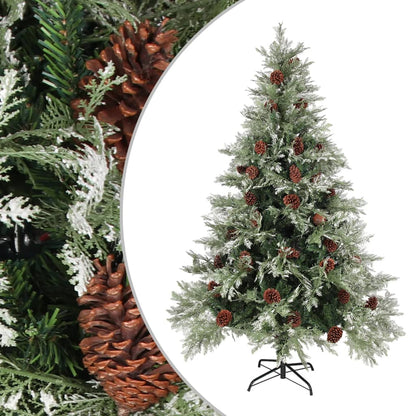 Kerstboom Met Dennenappels 225 Cm Pvc En Pe Groen En Wit Lichtgrijs