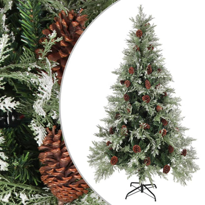 Kerstboom Met Dennenappels 225 Cm Pvc En Pe Groen En Wit Lichtgrijs