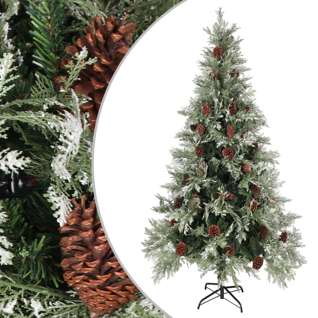 Kerstboom Met Dennenappels 225 Cm Pvc En Pe Groen En Wit Lichtgrijs