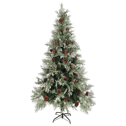 Kerstboom Met Dennenappels 225 Cm Pvc En Pe Groen En Wit Lichtgrijs