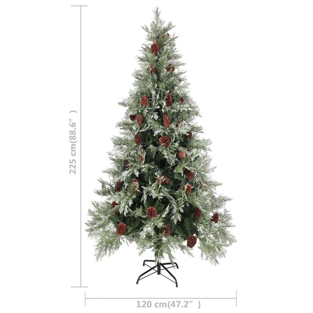 Kerstboom Met Dennenappels 225 Cm Pvc En Pe Groen En Wit Lichtgrijs