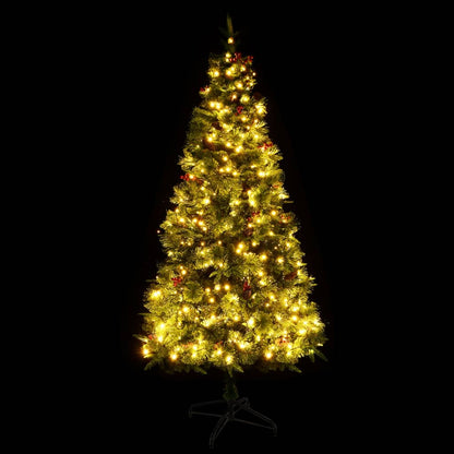 Kerstboom Met Led En Dennenappels 195 Cm Pvc En Pe Groen