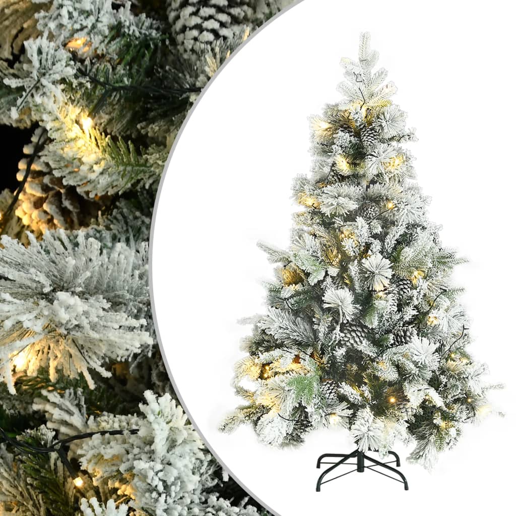 Kerstboom Met Led En Dennenappels En Sneeuw 225 Cm Pvc En Pe