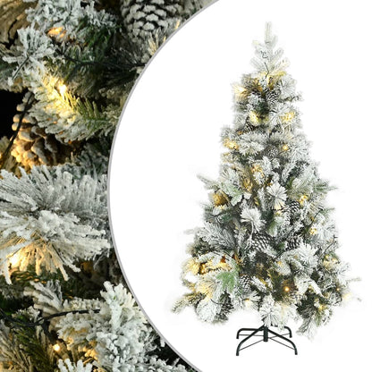 Kerstboom Met Led En Dennenappels En Sneeuw 225 Cm Pvc En Pe