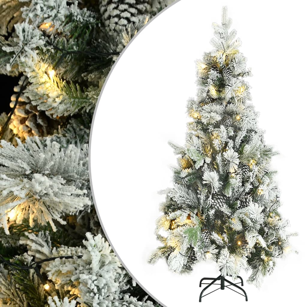 Kerstboom Met Led En Dennenappels En Sneeuw 225 Cm Pvc En Pe