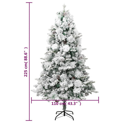 Kerstboom Met Led En Dennenappels En Sneeuw 225 Cm Pvc En Pe