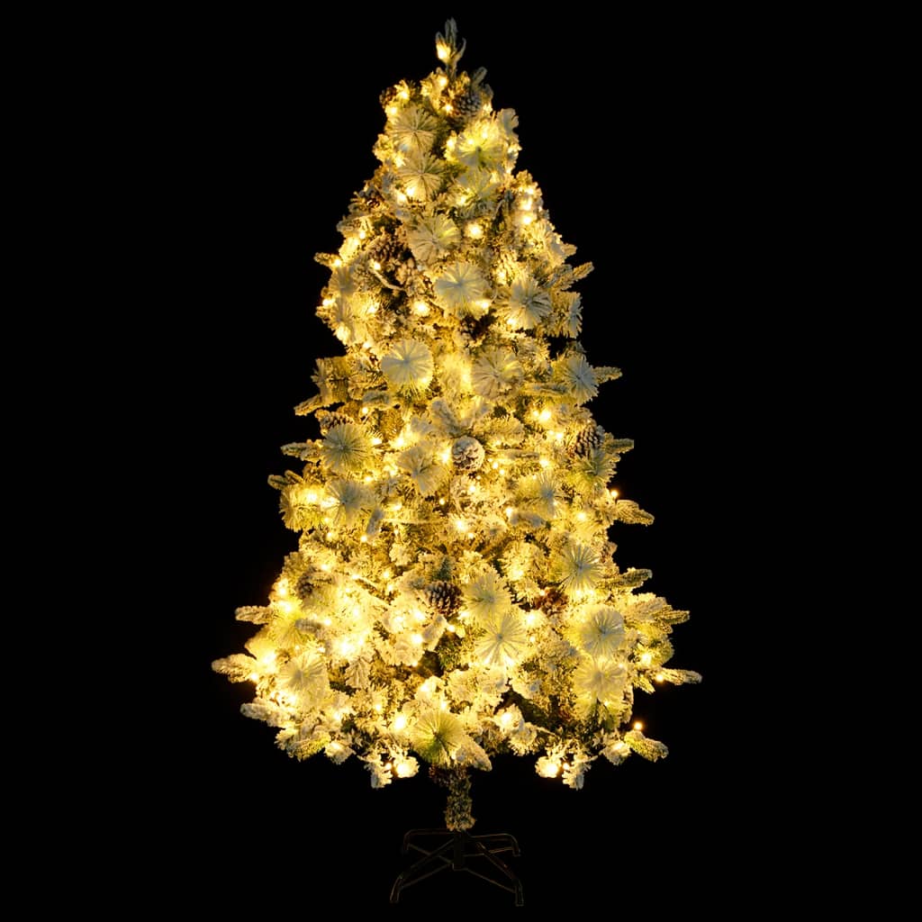 Kerstboom Met Led En Dennenappels En Sneeuw 225 Cm Pvc En Pe