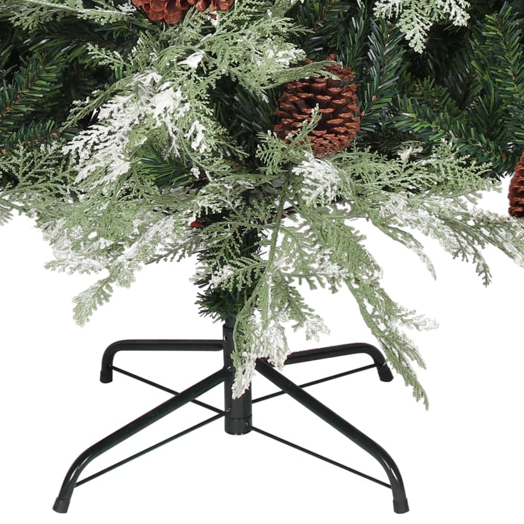 Kerstboom Met Led En Dennenappels 150 Cm Pvc En Pe Groen En Wit