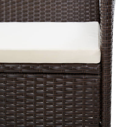 Tuinbank Met Kussen Poly Rattan Bruin