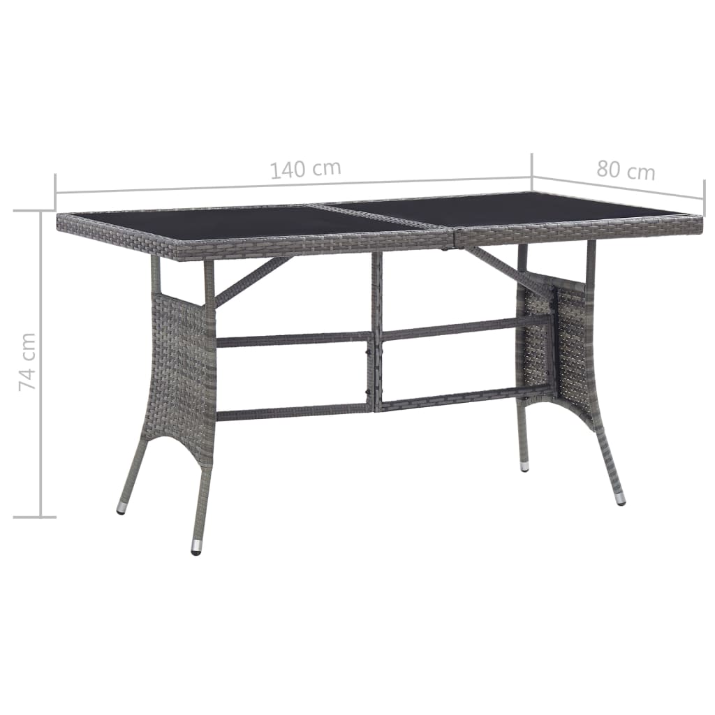 Tuintafel Poly Rattan Grijs